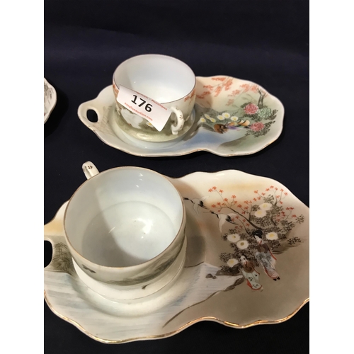 176 - ORIENTAL TEA CUPS & SAUCERS