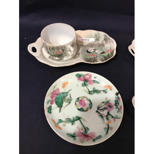 176 - ORIENTAL TEA CUPS & SAUCERS