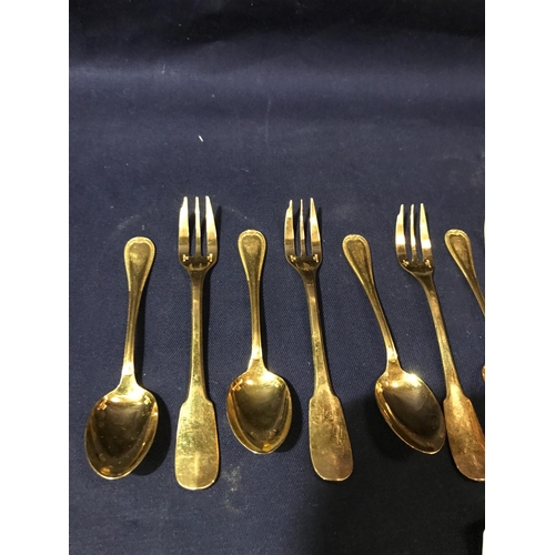 186 - CHRISTOFLE GOLD PLATED CAKE FORK & SPOONS