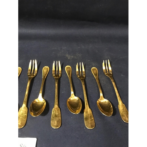 186 - CHRISTOFLE GOLD PLATED CAKE FORK & SPOONS