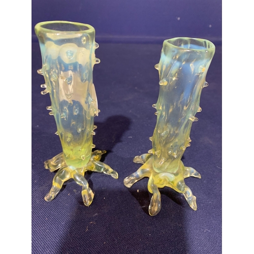 58 - PAIR GLASS CANDLESTICKS