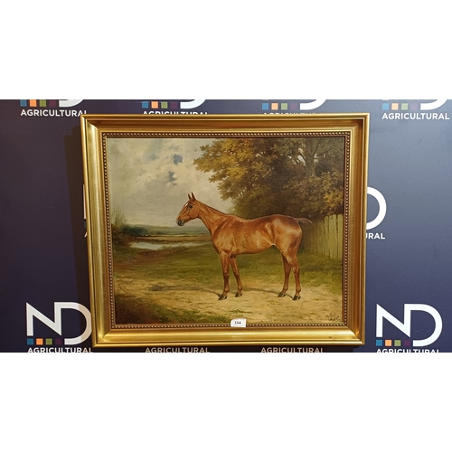 154 - OIL ON CANVAS HORSE PICTURE SIGNED P EARL