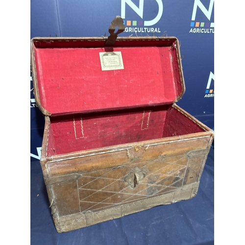 294 - 19TH CT CONTINENTAL LEATHER TRUNK