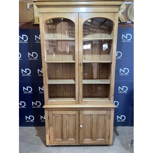 32 - LARGE VICTORIAN PINE GLAZED CABINET