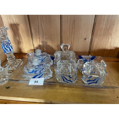 34 - ART DECO GLASS CANDLESTICKS ETC