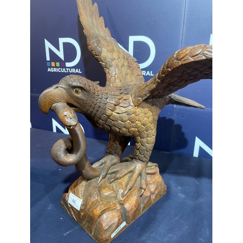 44 - HEAVY CARVED TREEN WOODEN EAGLE