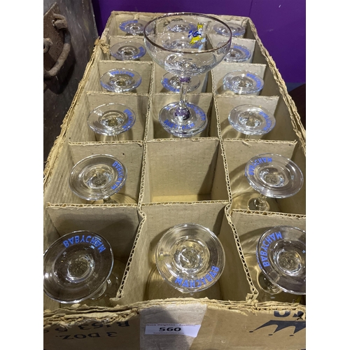 560 - 36 BABYCHAM GLASSES