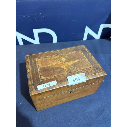 594 - WOODEN TEA CHEST