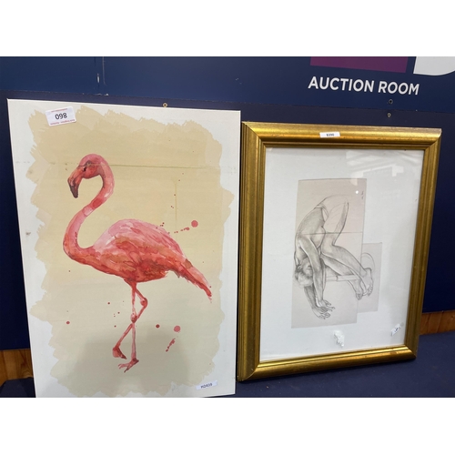 860 - EROTIC PORTRAIT & FLAMINGO PICTURE