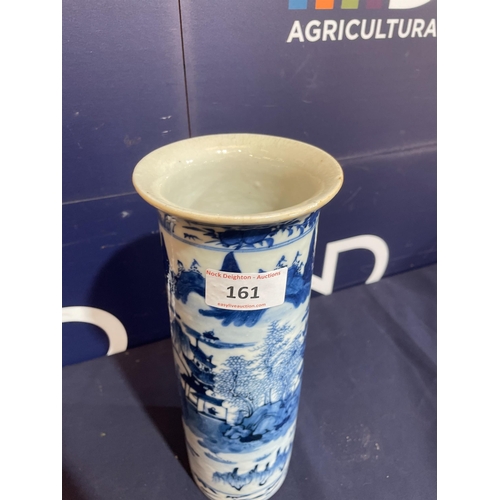 161 - ORIENTAL BLUE & WHITE STEM VASE