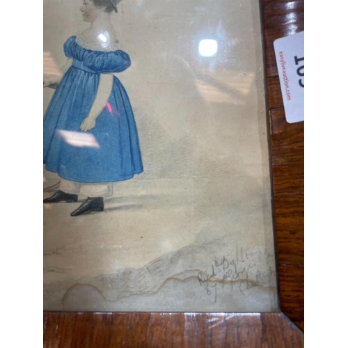 169 - EARLY NIEVE  DRAWING OF A GIRL WITH TOP HAT