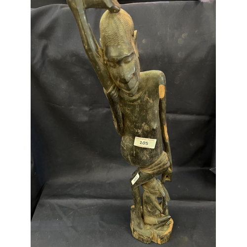 105 - HEAVY WOODEN TRIBAL FIGURE