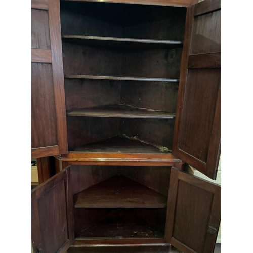 15 - TWO PIECE FREESTANDING CORNER CUPBOARD