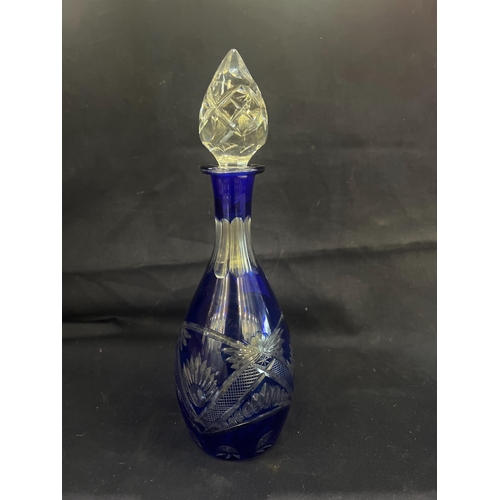 161 - BOHEMIAN COLBALT BLUE CRYSTAL DECANTER