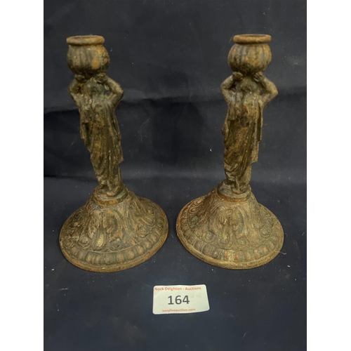 164 - COALBROOKDALE CAST CANDLESTICKS