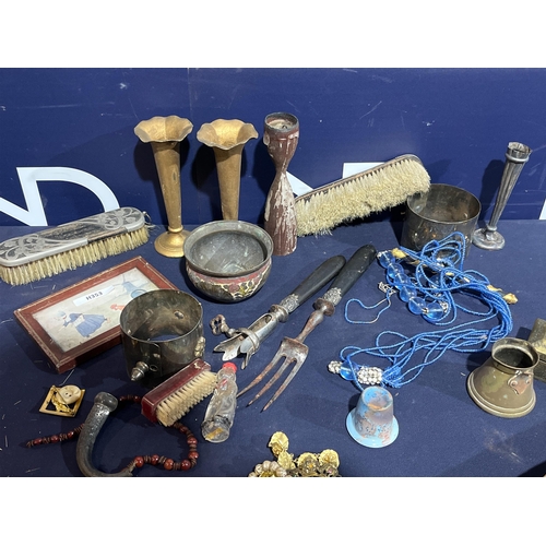 307 - COSTUME JEWLLERY AND WEIGHTED VASES ETC