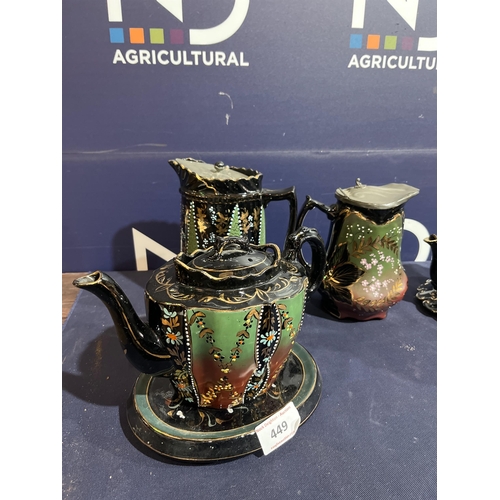 449 - JACKFIELD POTTERY TEA POTS ETC