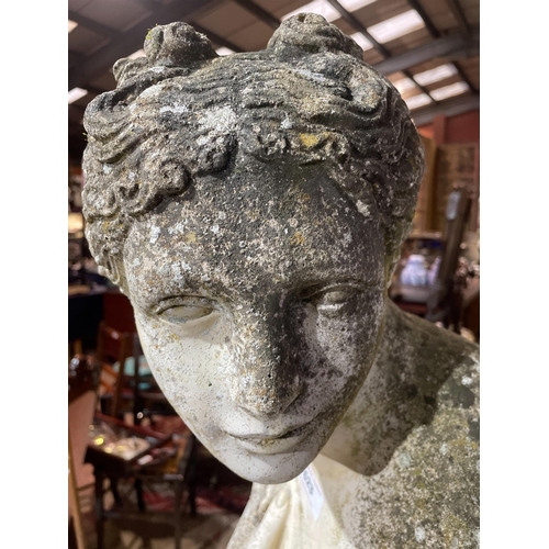 623 - LARGE COMPOSITE STONE GARDEN LADY FIGURE