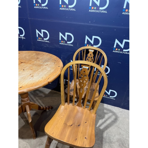 674 - PINE TABLE AND CHAIRS