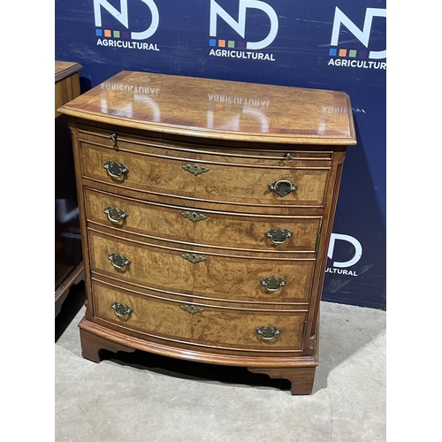 34 - BURR WALNUT BOW FRONTED CHEST