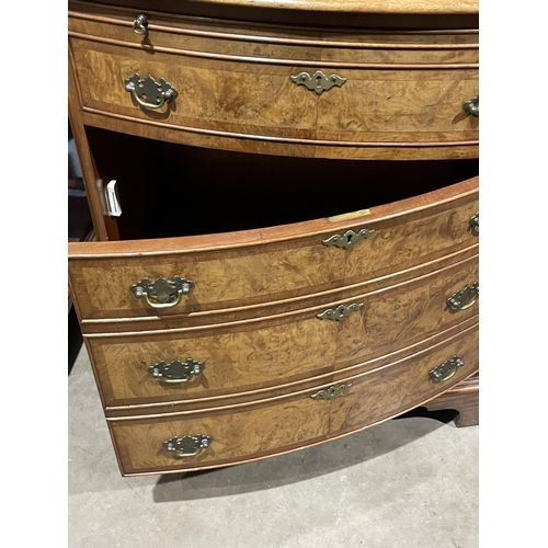 34 - BURR WALNUT BOW FRONTED CHEST