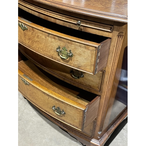 34 - BURR WALNUT BOW FRONTED CHEST