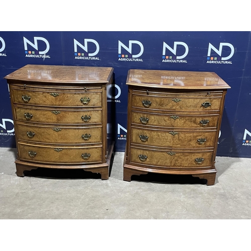 34 - BURR WALNUT BOW FRONTED CHEST