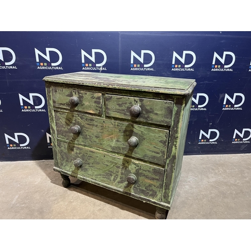 48 - VICTORIAN PINE GREEN CHEST