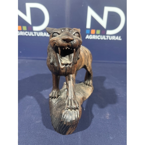 77 - CARVED WOODEN TIGER FIGURE