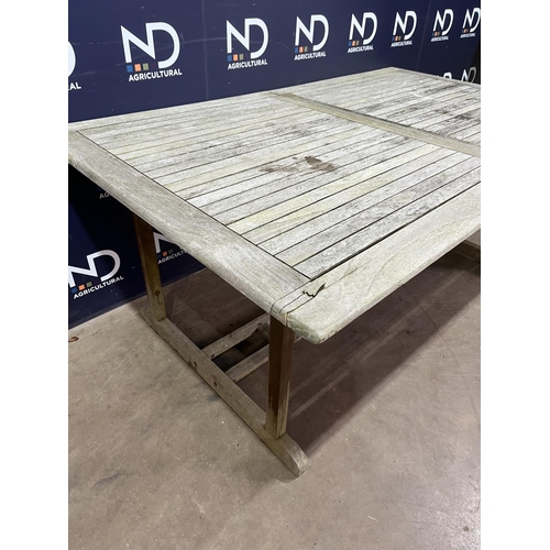 1 - LARGE WEATHERED TEAK GARDEN TABLE