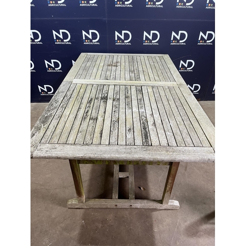 1 - LARGE WEATHERED TEAK GARDEN TABLE