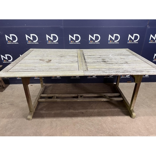 1 - LARGE WEATHERED TEAK GARDEN TABLE