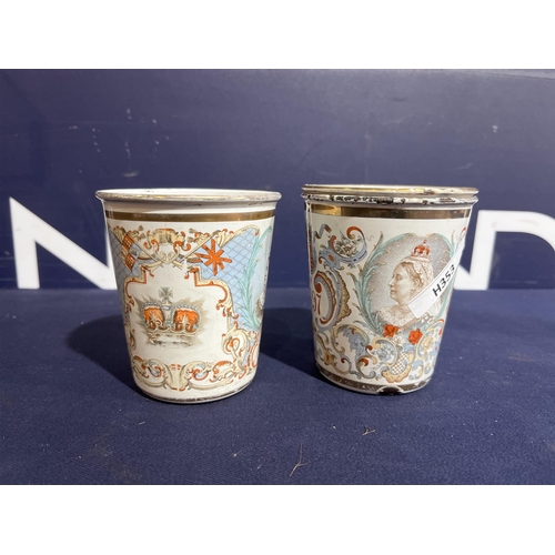 127 - ENAMEL COMMEMORATIVE BEAKERS