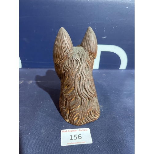 156 - CARVED TREEN DOG HEAD