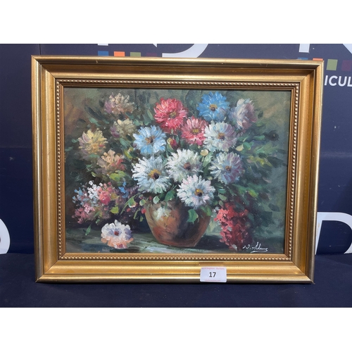 17 - OIL ON BOARD FLOWERS