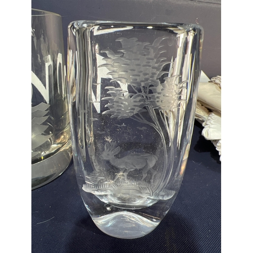 192 - 3 X HEAVY ETCHED VASES