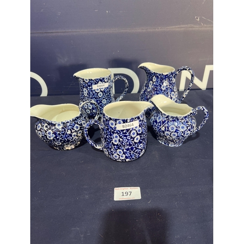 197 - QUANTITY OF CALICO BURLEIGH WARE JUGS