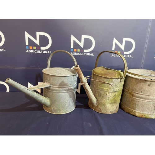 25 - GALVANISED WATERING CANS ETC