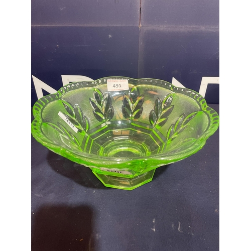 491 - URANIUM GLASS FRUIT BOWL