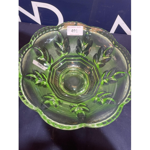 491 - URANIUM GLASS FRUIT BOWL