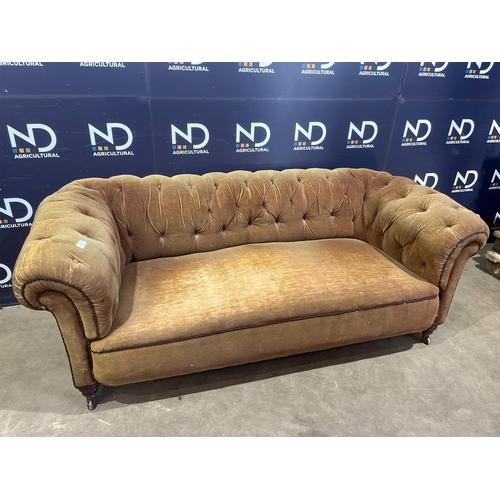 51 - HAMPTON & SONS LONDON VELVET CHESTERFIELD