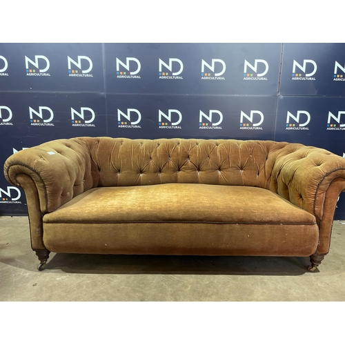 51 - HAMPTON & SONS LONDON VELVET CHESTERFIELD