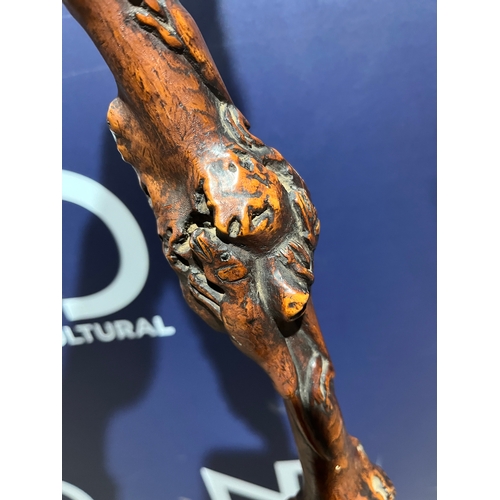 141 - CARVED FOLK ART NAIVE WALKING CANE