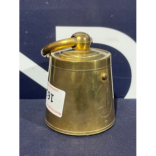 161 - NOVELTY 4LB BRASS WEIGHT DESK INKWELL