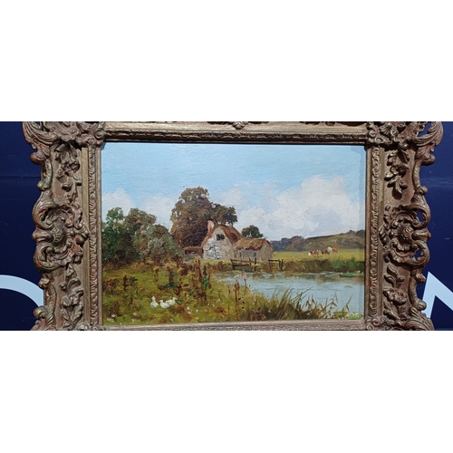 208 - OIL ON BOARD IN GILT FRAME