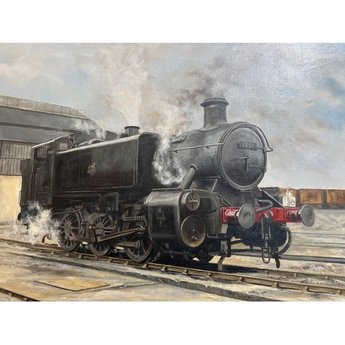 113 - RAILWAY OIL ON CANVAS SIGNED DEREK JONES