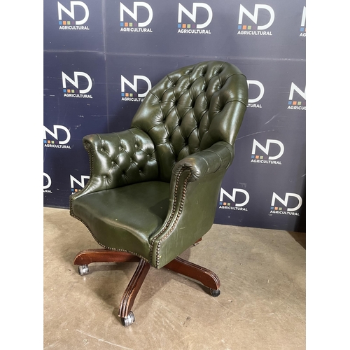 14 - GREEN LEATHER OFFICE CHAIR