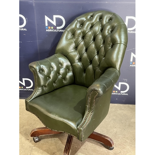 14 - GREEN LEATHER OFFICE CHAIR