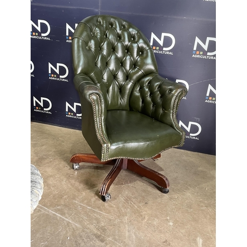 14 - GREEN LEATHER OFFICE CHAIR