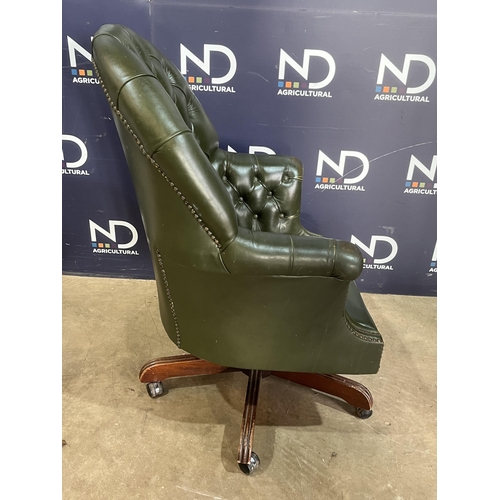 14 - GREEN LEATHER OFFICE CHAIR